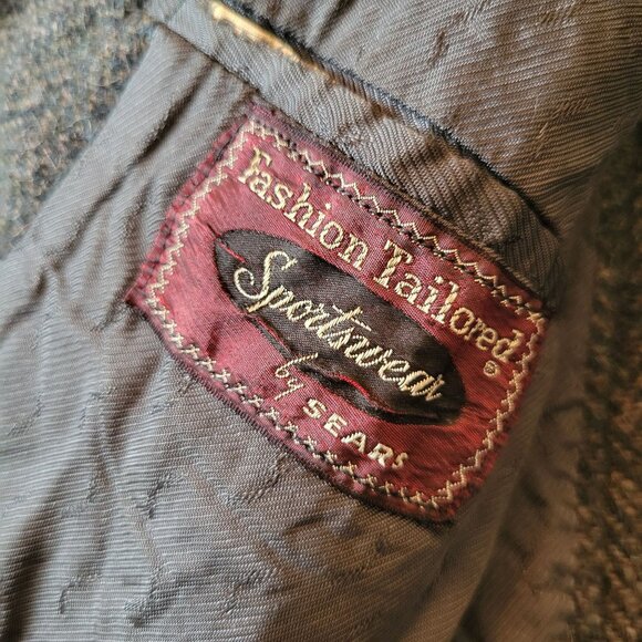 Harris Tweed Handwoven Wool Blazer Jacket Sears Herringbone Gray Sports Coat - Picture 5 of 12
